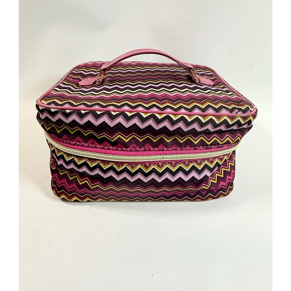 MISSONI Target Train Case Makeup Tote Passione Purple Chevron Print Zip-Around